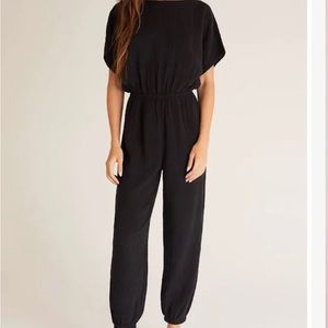 Z Supply Gauze Kahlo Jumpsuit, XS, Black